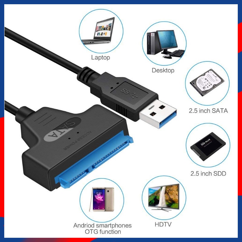 Adaptador Sata 3 Cabo Para USB 6Gbps Disco Rígido SSD Externo De 2,5 Polegadas III De 22 Pinos