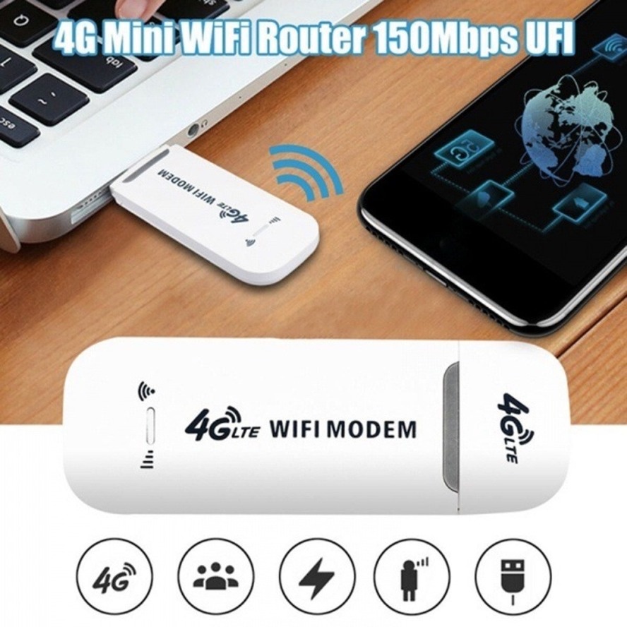 4G LTE USB Modem 150Mbps Speed - Portable WiFi Hotspot, Unlimited Bypass, Plug & Play, Unlocked SIM Card