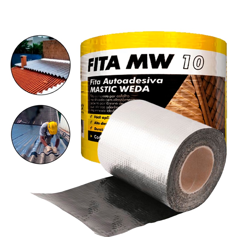 Manta Asfáltica Fita Auto Adesiva Aluminizada 10 Cm X 10 Metros Profissional