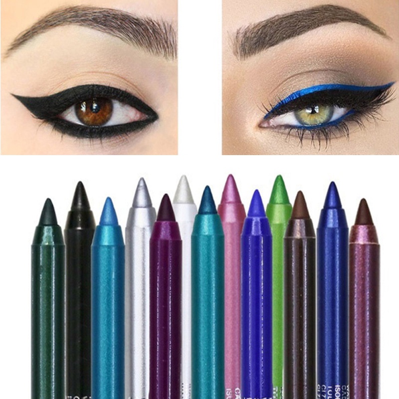 Lápis Delineador De Olho 14 Cores Longa Duração À Prova D'água Pigmento Azul Marrom Preto/Caneta Feminino