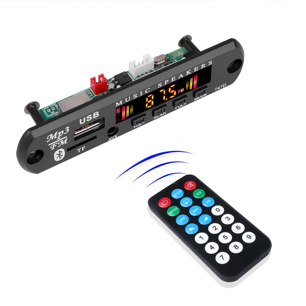Placa Decodificador Sem Fio Bluetooth 5.0 DC 5V 12V MP3 WMA Módulo De Áudio USB TF Rádio MP3 Player Com Controle Remoto