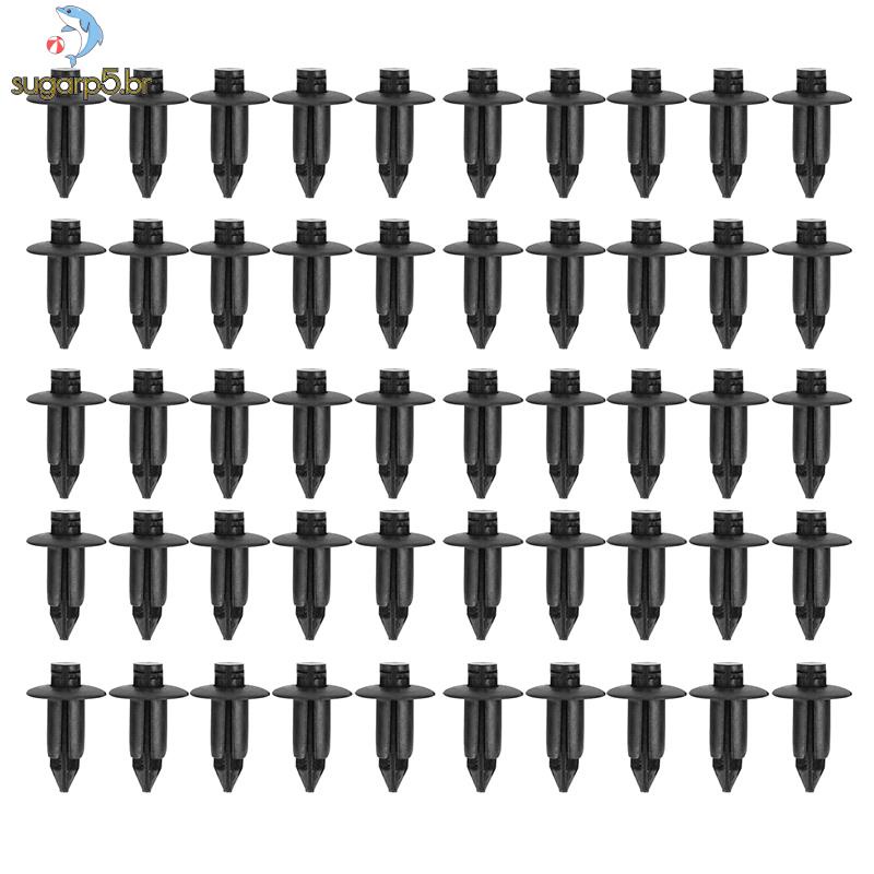 50x Rebite Plástico Clipes De Fixação De Painel De Confecção De Bicicleta 6mm Para Honda Yamaha Black
