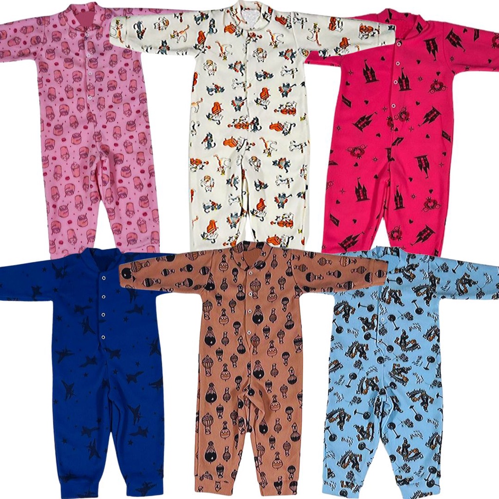 Kit 3 Pijama Macacão Pijamão Soft Inverno Infantil
