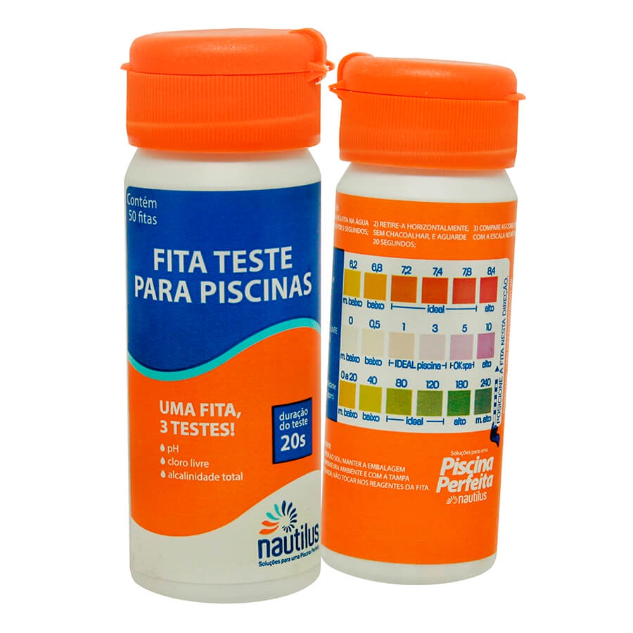 Fita Teste Piscina Cloro Ph E Alcalinidade Nautilus 50 Tiras