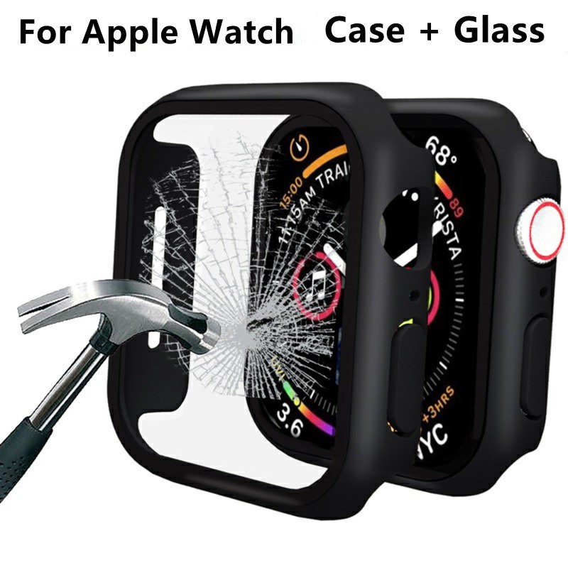 Capa case Bumper C com Vidro 3D Temperado Compativel Apple Watch 38 40 42 44mm Qualidade Premium