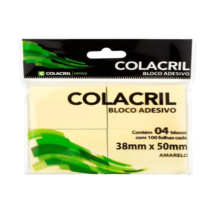 Bloco Recado Adesivo 38mmx50mm 400 Folhas Colacril