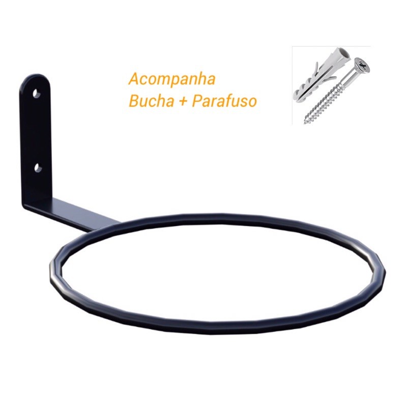 Suporte de Parede para Vasos Auto Irrigáveis com Anel de 16cm e Parafuso