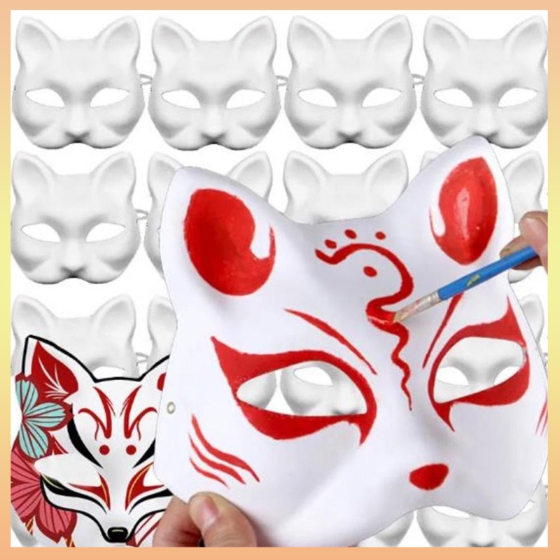Máscara Japonesa Meia Cara De Raposa Gato Pintada À Mão Demoníaca Anime Caçador De Demônios Festival De Halloween Cospla
