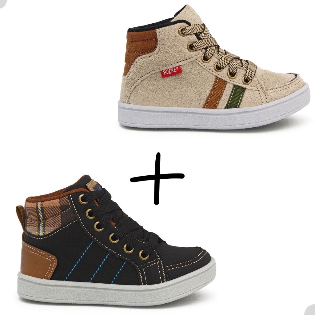 Kit 2 Botinhas Infantil Masculino Menino Pockey Kids