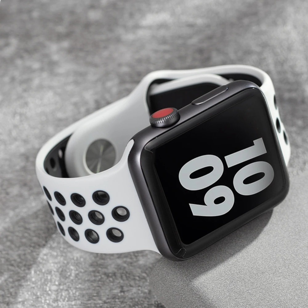 Pulseira Silicone Bicolor respirável Para Apple Watch 38 40 41 42 44 45 49 mm NÃO INCLUI RELOGIO Qualidade Premium