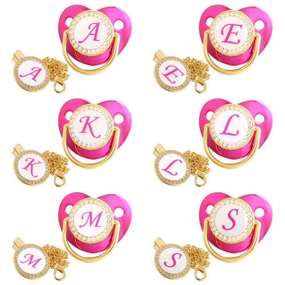 Baby Rose Letter Pacifier/Brinquedo De Boca Dourada Para Bebês/Cartoon Teether De Silicone
