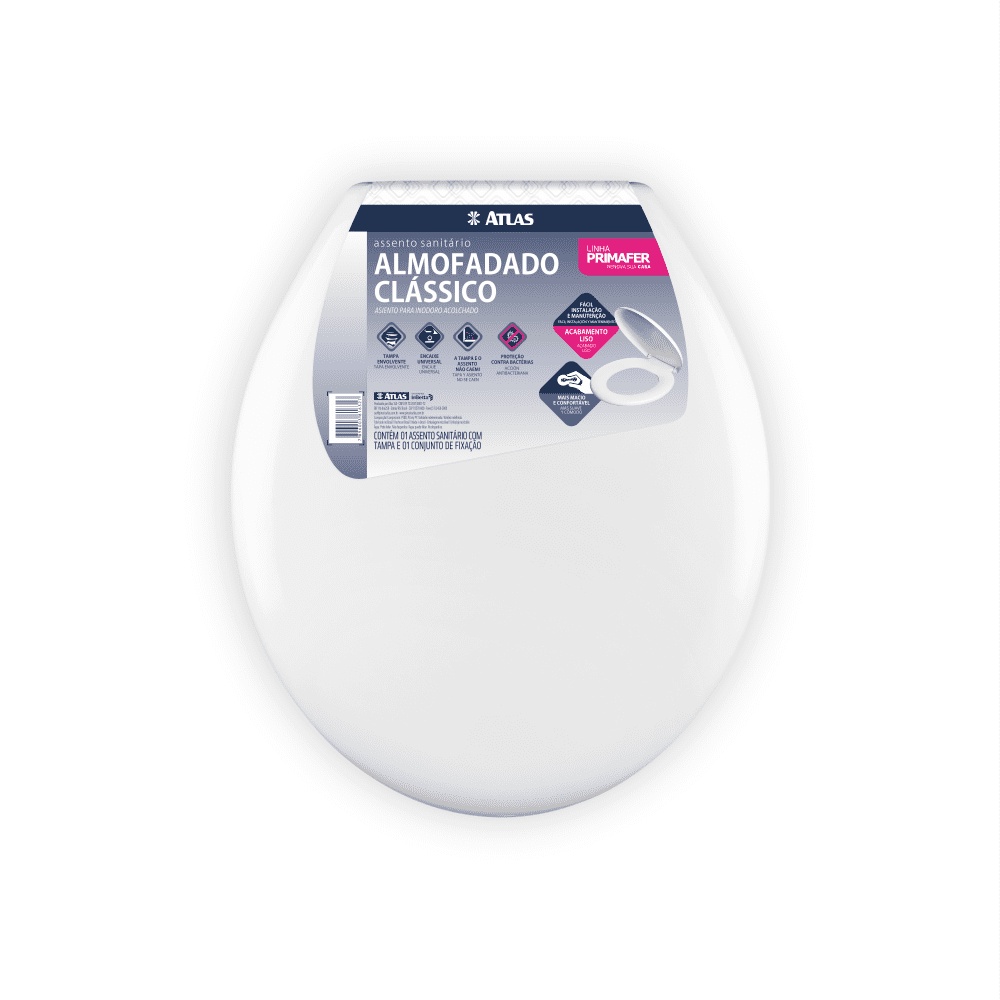 Assento Tampa Vaso Sanitario Privada Almofadado Atlas Branco