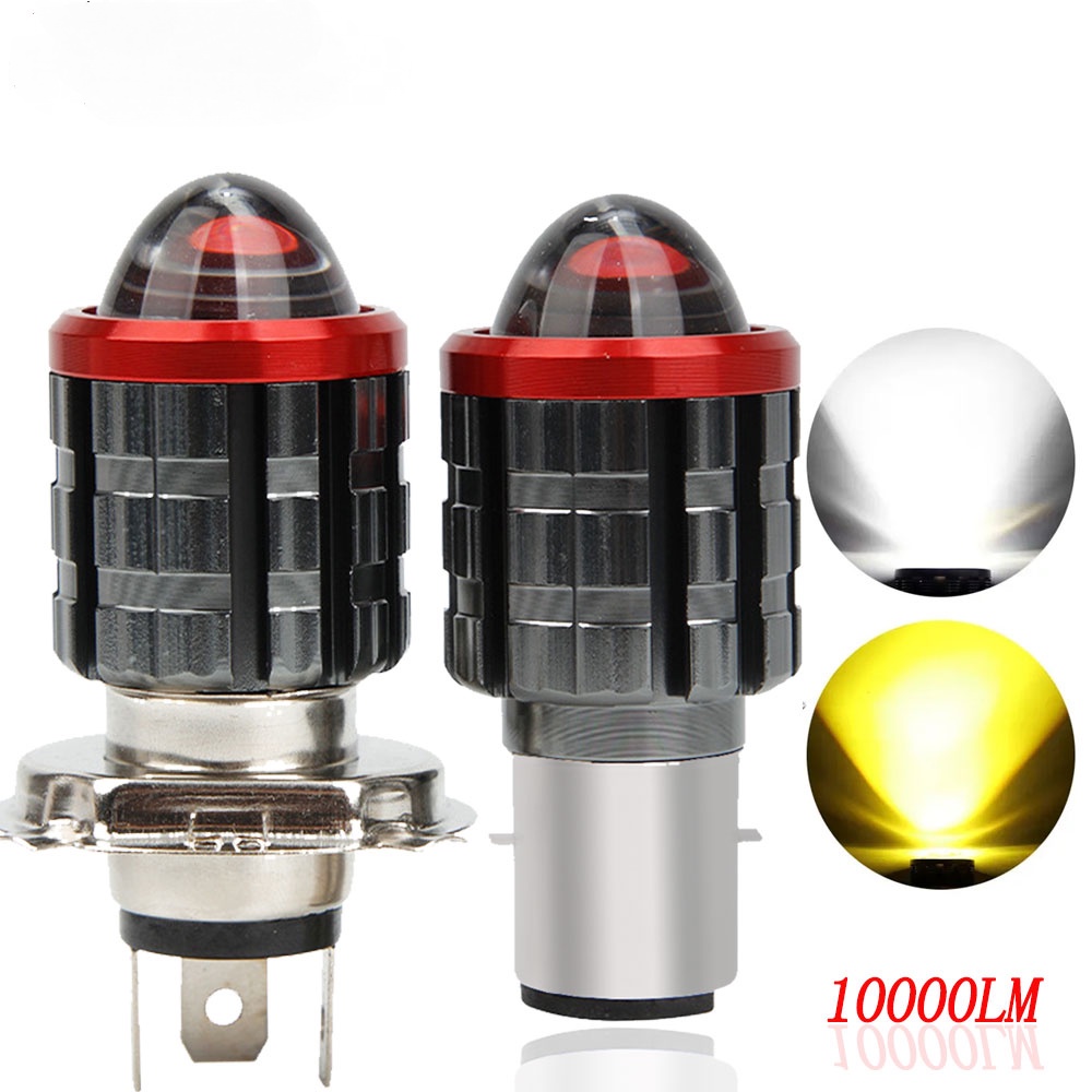 H4 LED Moto H6 BA20D Motocicleta Farol Lâmpadas Brancas Amarelas Lente Lâmpada De Feixe Alto Baixo Scooter Tricycle