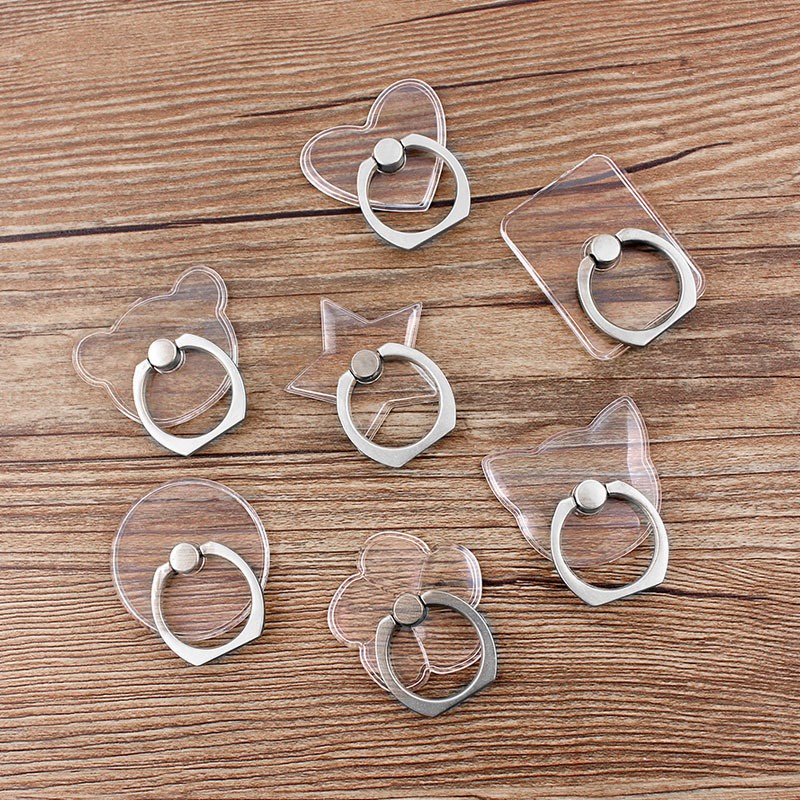 Suporte PopSocket de Anel para Celular de metal Pc Acrílico Cristal Transparente 360 grau