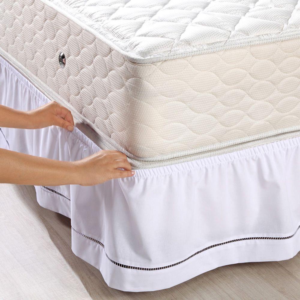 Saia Para Cama Box 100% Poliéster Em Detalhe Ponto Palito Microfibra 180 Fios