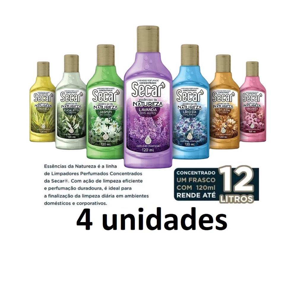 4 Limpador Perfumado Concentrado Secar 120ml