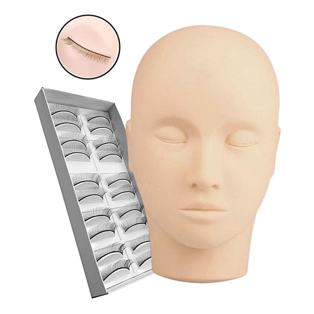 Kit Cabeça De Treino 5 Pares De Cílios Treino Extensão Fio