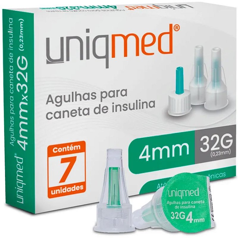 Agulha para Caneta de Insulina 4mm 32g Uniqmed - 7 Unidades