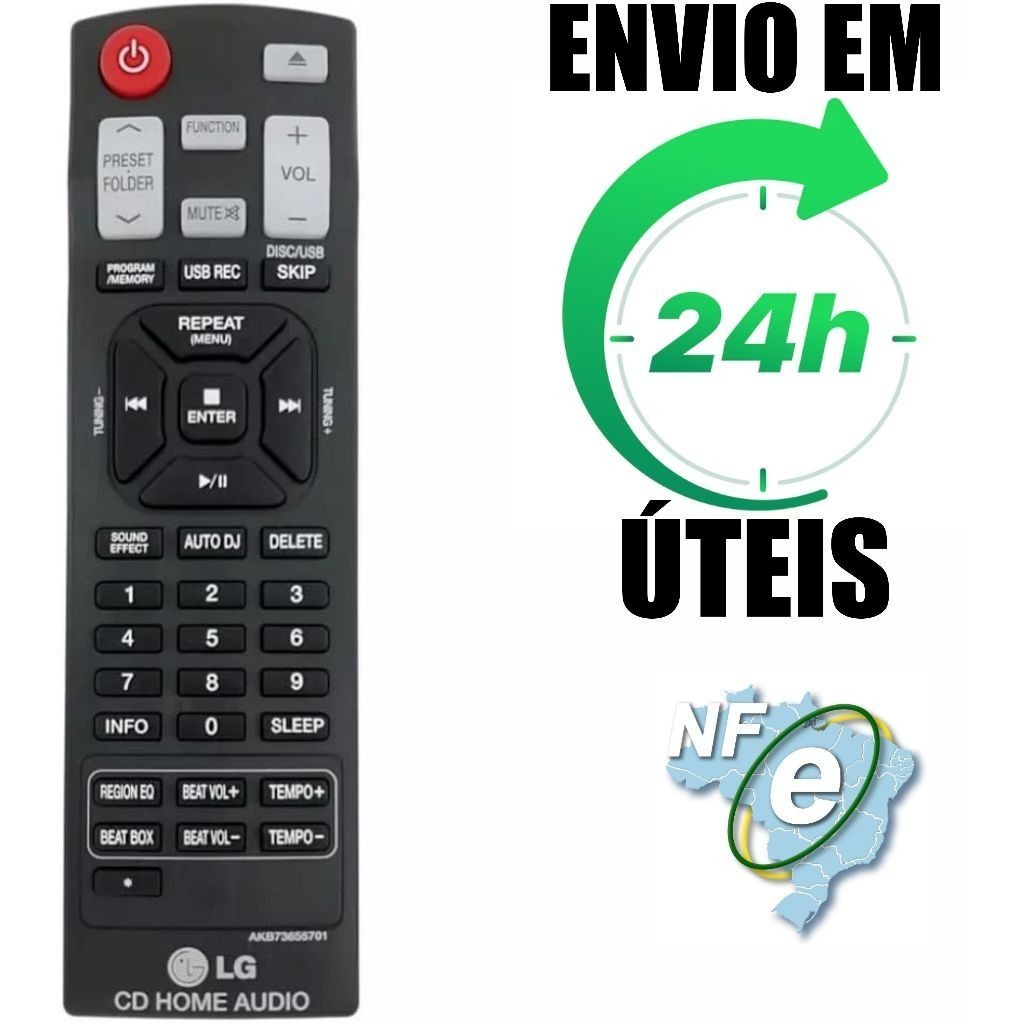 Controle Remoto AKB73655701 Para LG CD Home Sistema De Áudio Barra Som CM9540