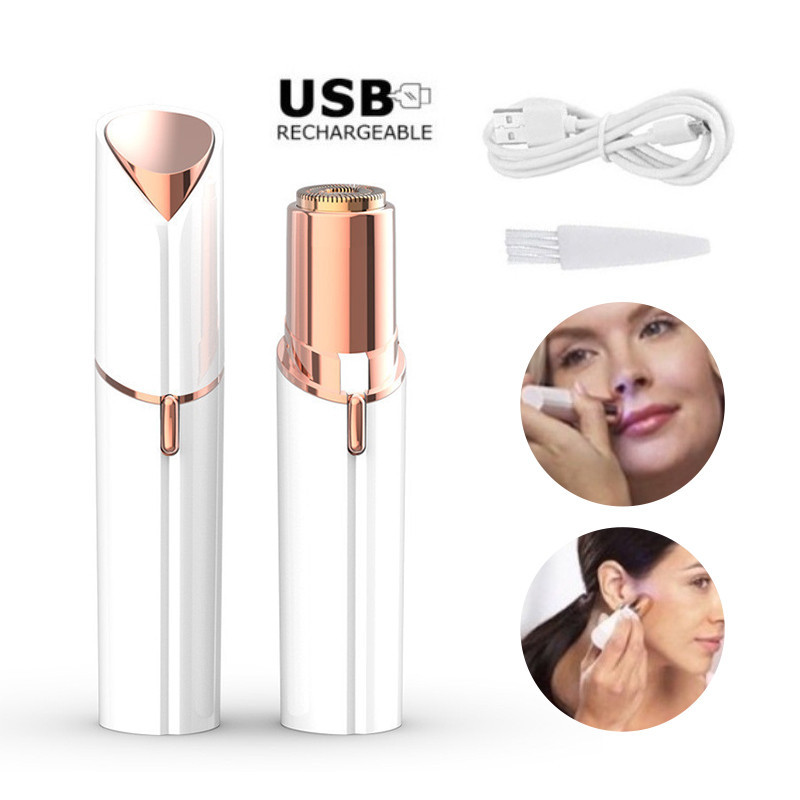 Batom Depilador Portátil Depilador Eletrico Feminino Facial Buço Rosto Aparador Pelos USB Modelo Recarregável