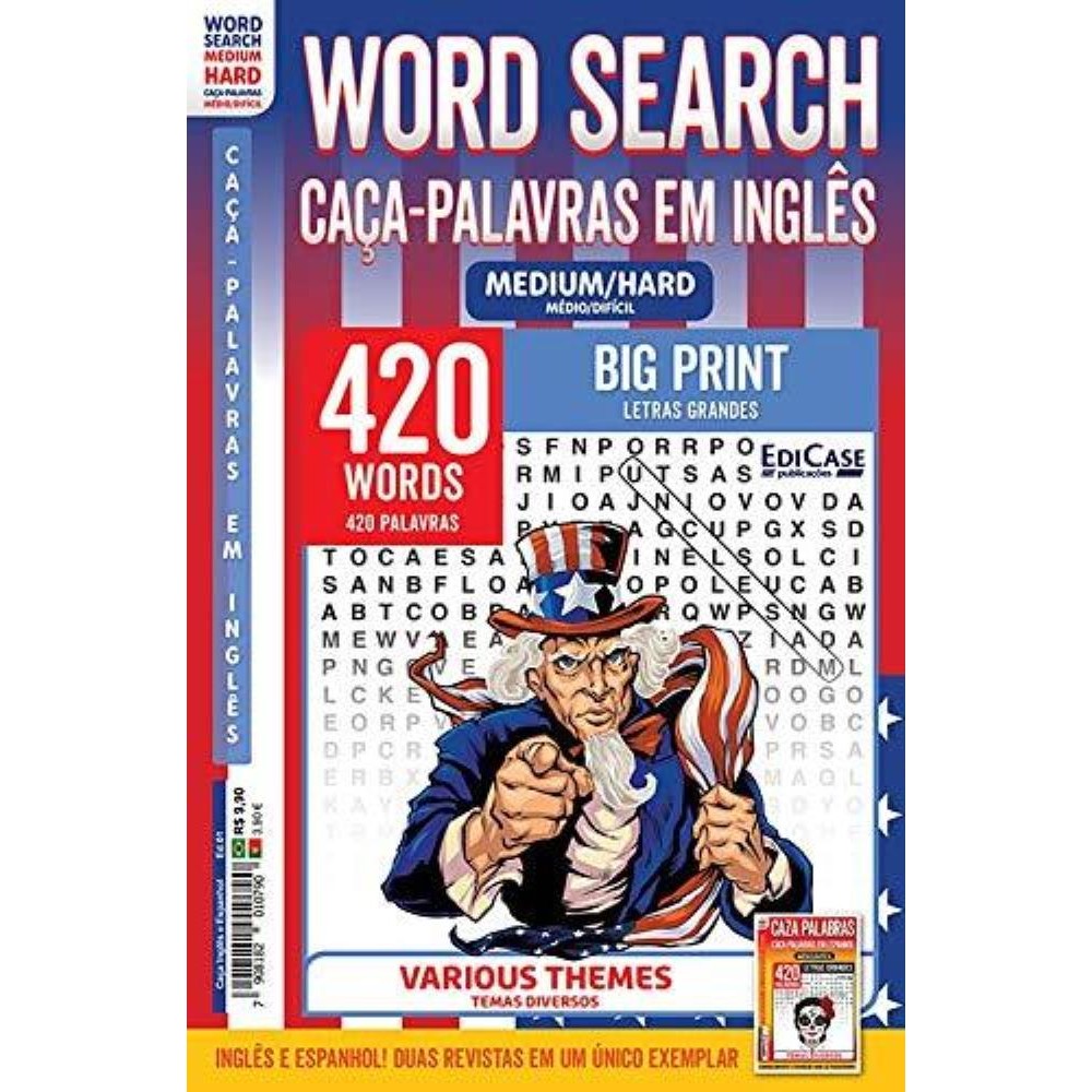 Caça Palavras Inglês E Espanhol  Letra Grande Médio Difícil