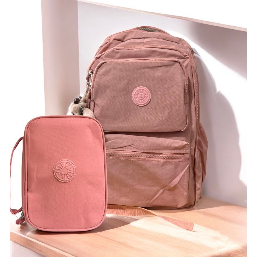 Mochila Escolar Grande Feminina Masculina + Estojo Box 100 pens Volta as Aulas