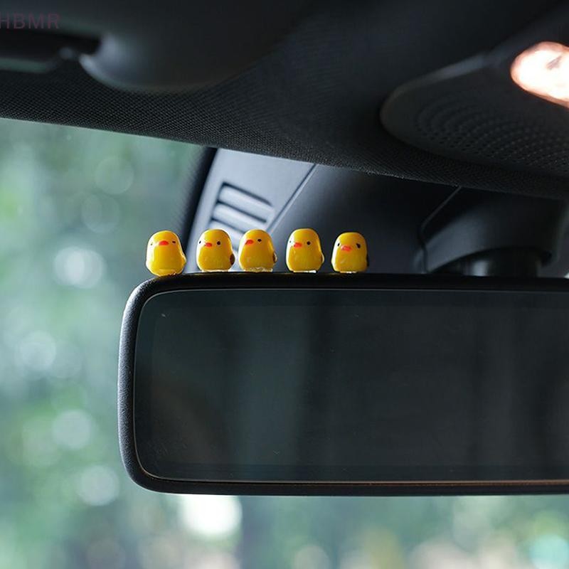 [HBMR] 5 Peças Patos Fofos Decoração De Interiores De Carro Espelho Retrovisor Automático Enfeites De Painel Para Mulher