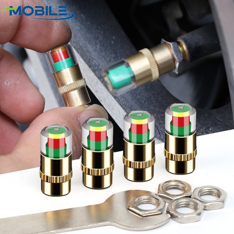 [Destaque] Indicador De Pressão De Pneu De Carro-Acessório Universal Para Roda De Motocicleta-Tampas De Válvula De Núcle