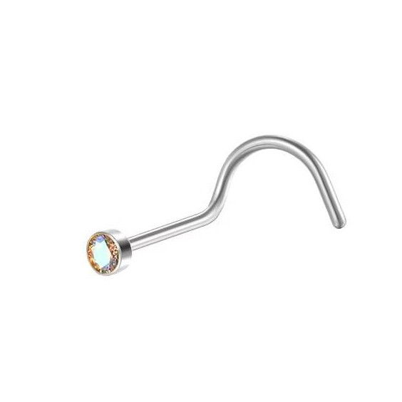 Piercing Nostril Pontinho Luz Furta-cor  Aço Cirúrgico Piercing de Nariz cor Prata