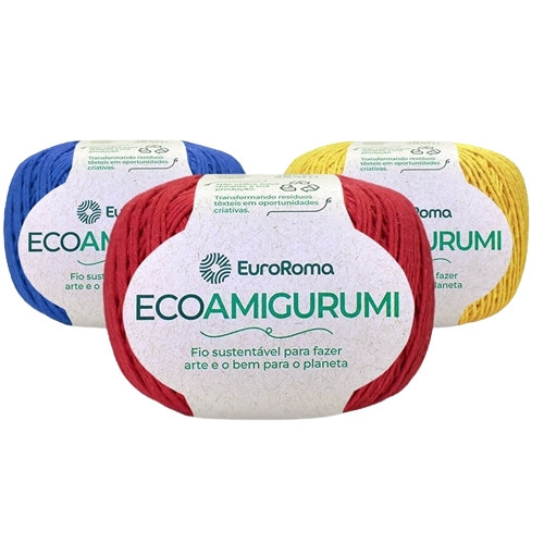 Fio EcoAmigurumi EuroRoma 254m 160g Algodão Reciclado Tex 526 Para Amigurumi, Crochê e Artesanato