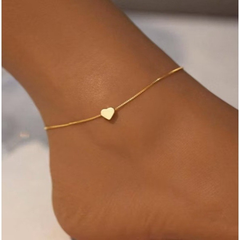 Tornozeleira Feminina Mini Coração Delicado Folheado a ouro18k ou prata925