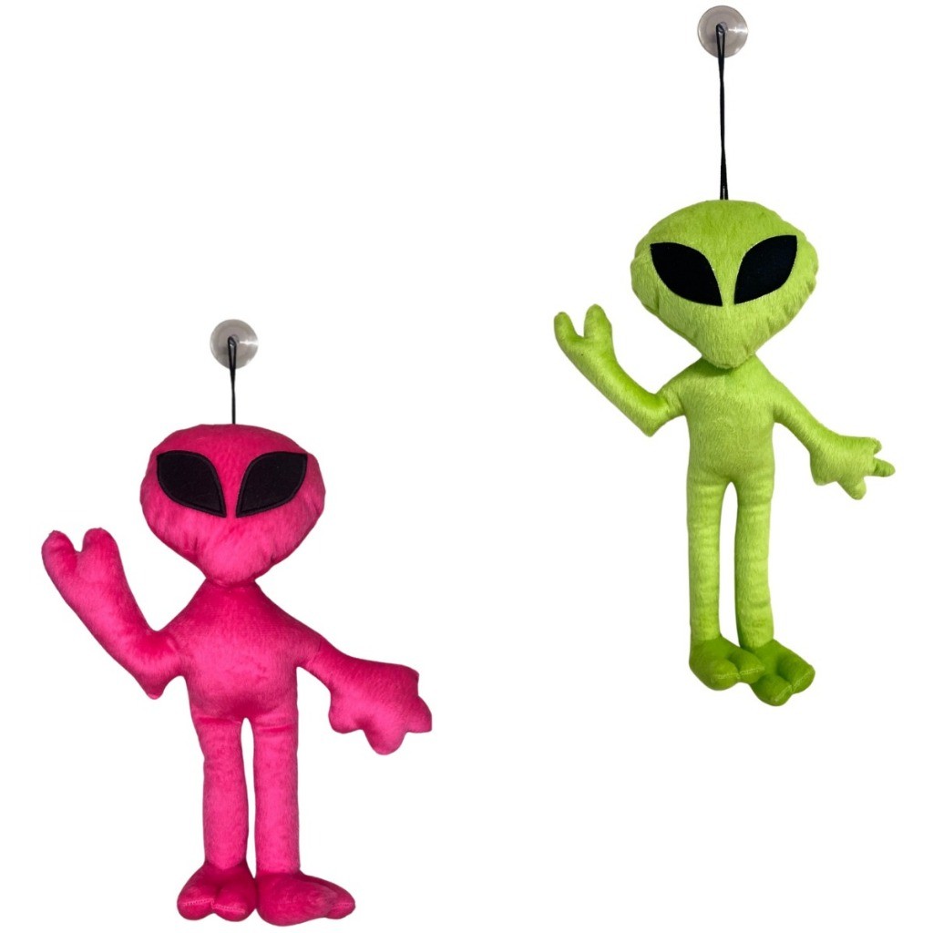 Kit 2 Alienígena ET de Pelúcia 40cm Com Ventosa de Vidro Mascote dos Caminhoneiros Verde Pink Decoração Menor Preço