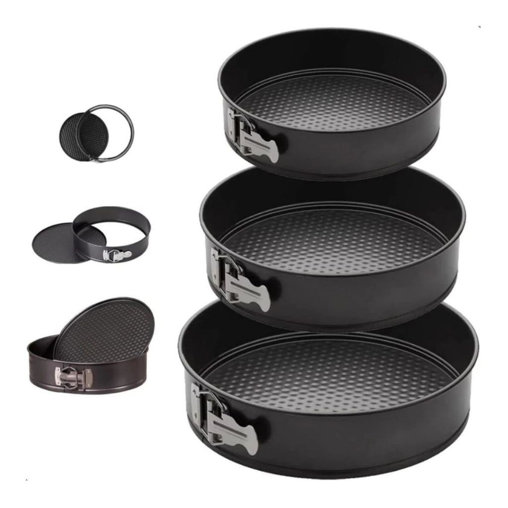 Kit 3 Formas com Fundo Removível Antiaderente com Fundo Removível para torta Bolo