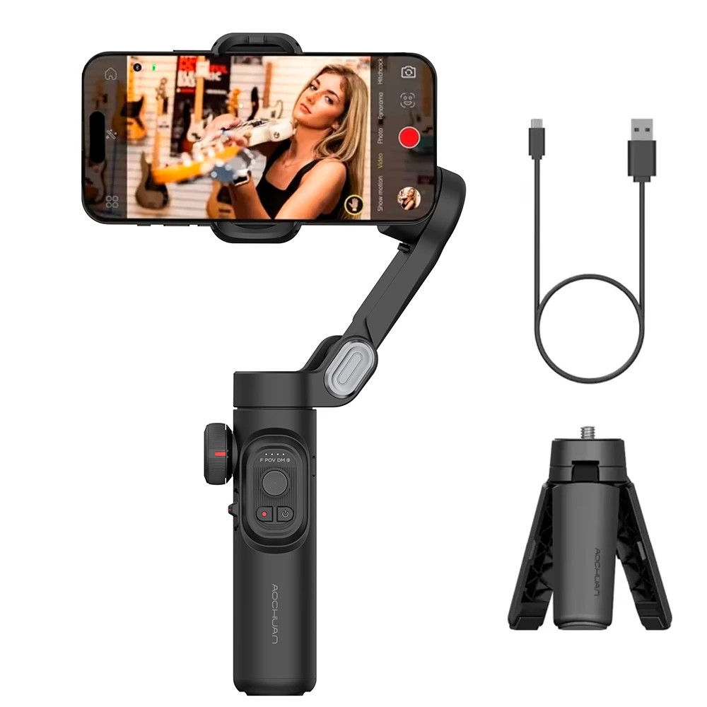 AOCHUAN Smart XE Estabilizador De Gimbal Telefônico De 3 Eixos Para iPhone Dobrável Gimble Com Roda De Foco