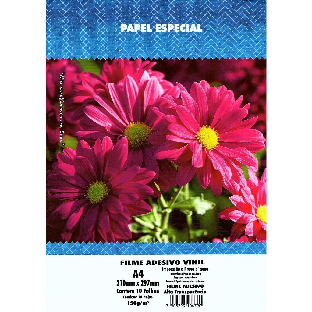 VINIL ADESIVO semi TRANSPARENTE A PROVA D'ÁGUA MASTERPRINT 150g A4 – 10 folhas