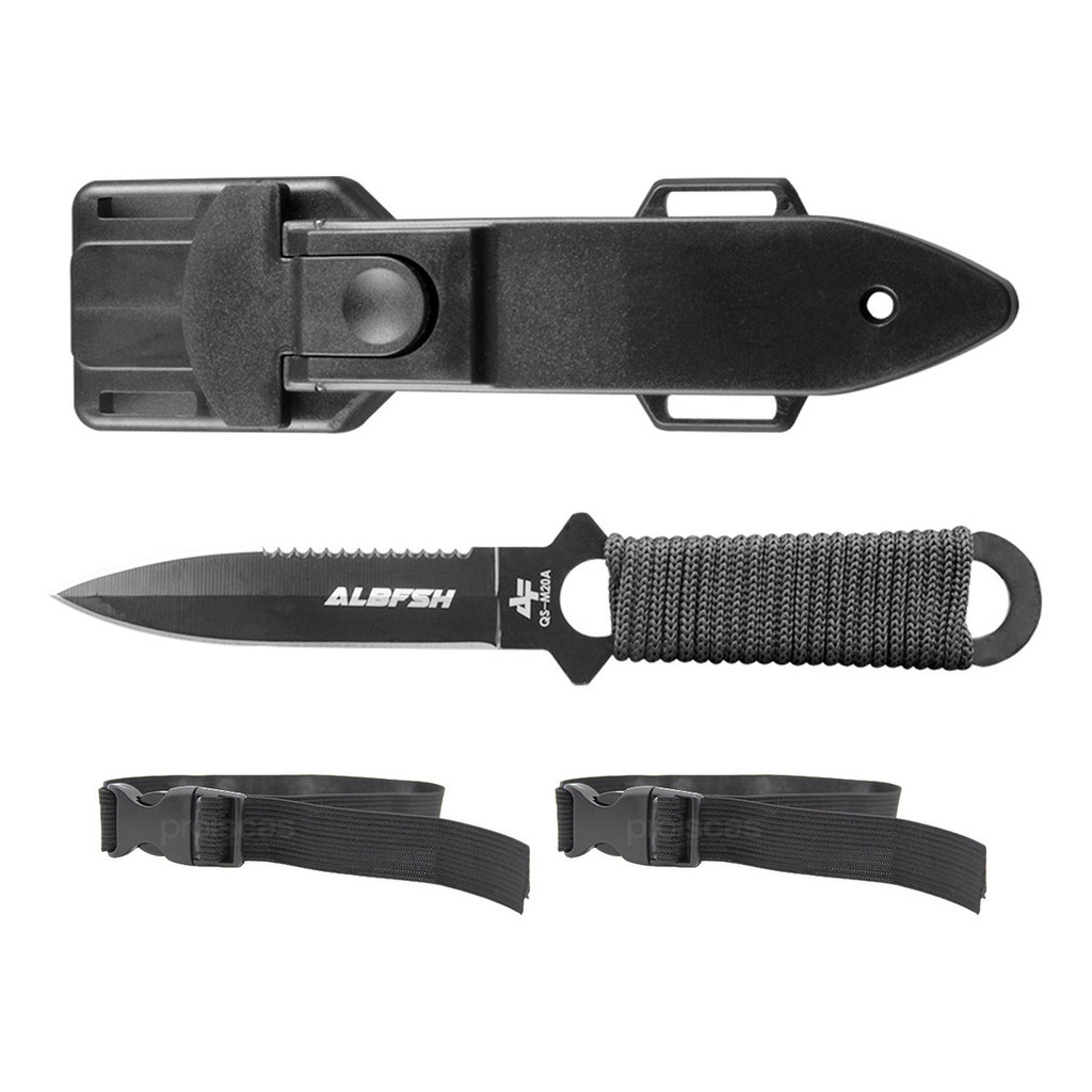 Faca De Mergulho Albatroz Qs-m20a Com Cinto Duplo E Bainha Cor Preto