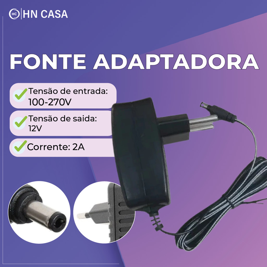 Fonte de Energia Alimentação Adaptadora 12V Bivolt 110V-220V