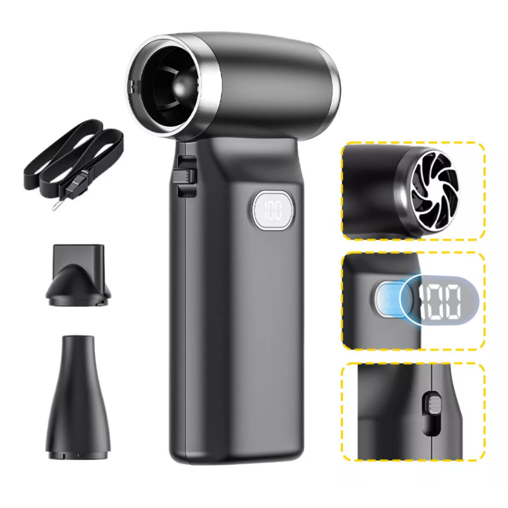 Soprador Turbo FASTTURBO Alta Potência 55W Sem Fio + 100 Velocidades + Bateria 3000mAh + Display Digital