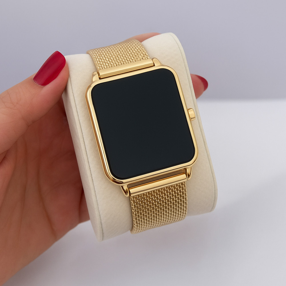 Relógio Feminino Digital Led Quadrado Modelo Luxo