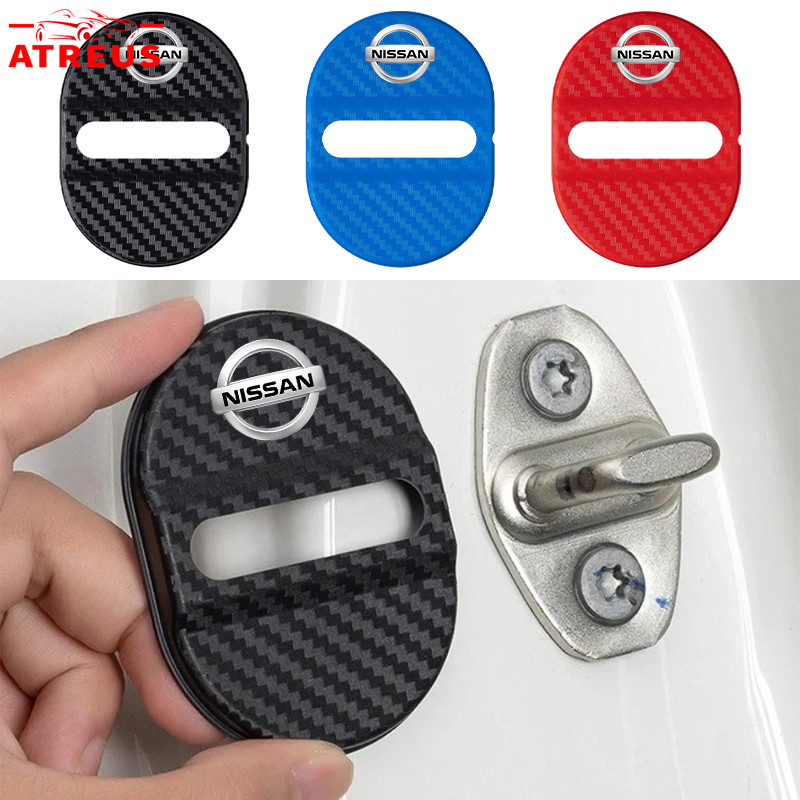 4Pçs Nissan Tampa De Proteção Da Fechadura Da Porta Do Carro Acessórios Para Kicks Versa Tiida March Sentra Livina GTR