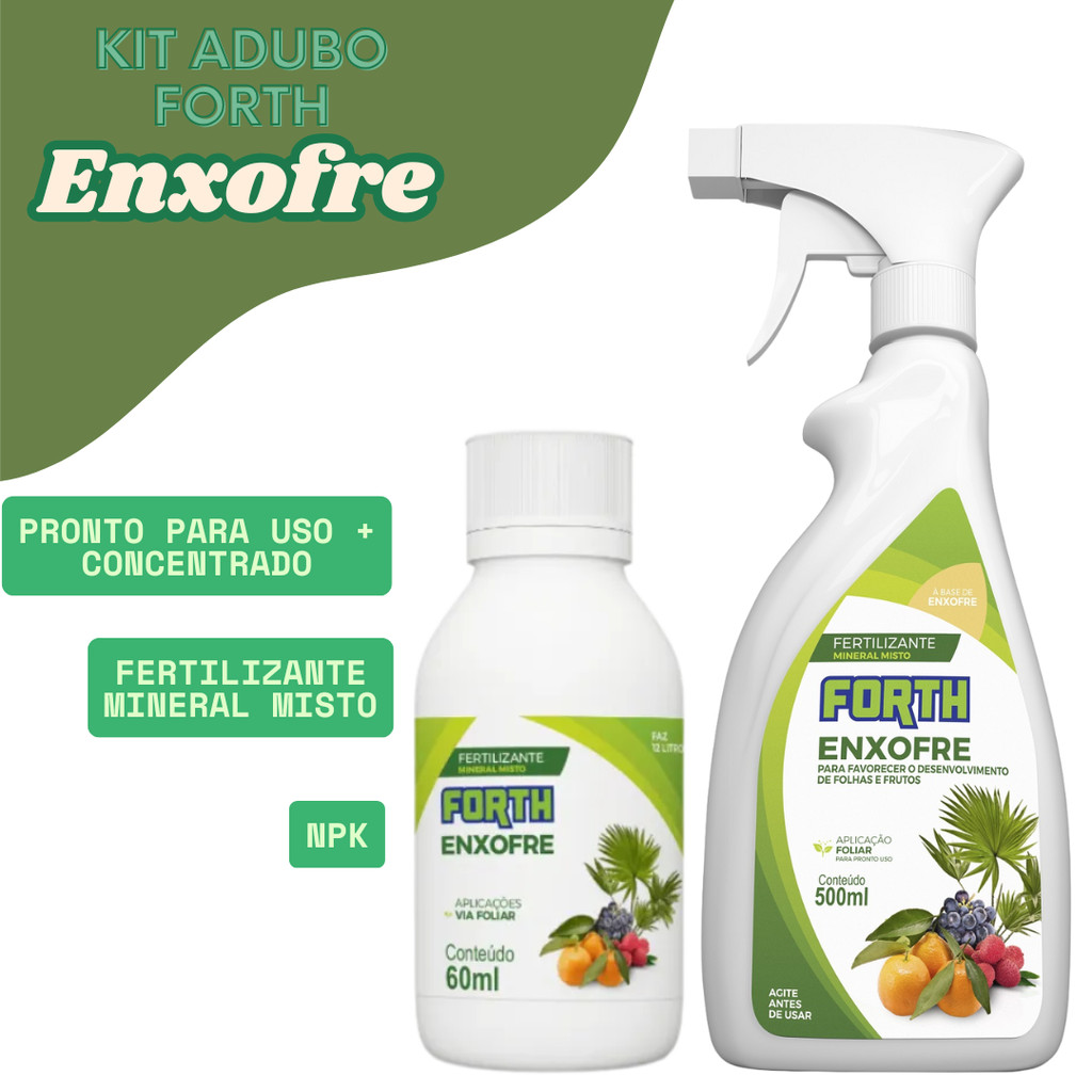 Kit  Forth Enxofre Adubo Líquido 500ml + Concentrado 60ml