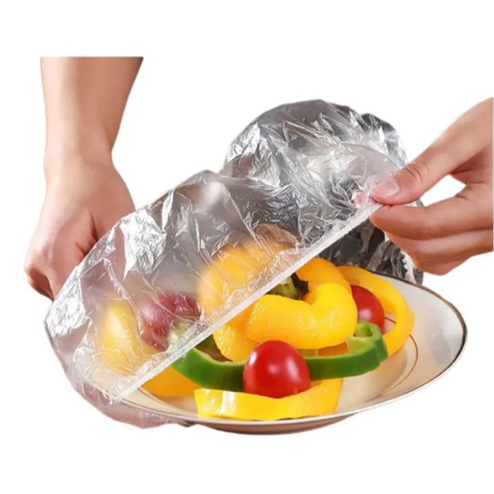H-701 - 100 Unidades de Touca Plástica Descartável Multiuso Para Alimentos Transparente