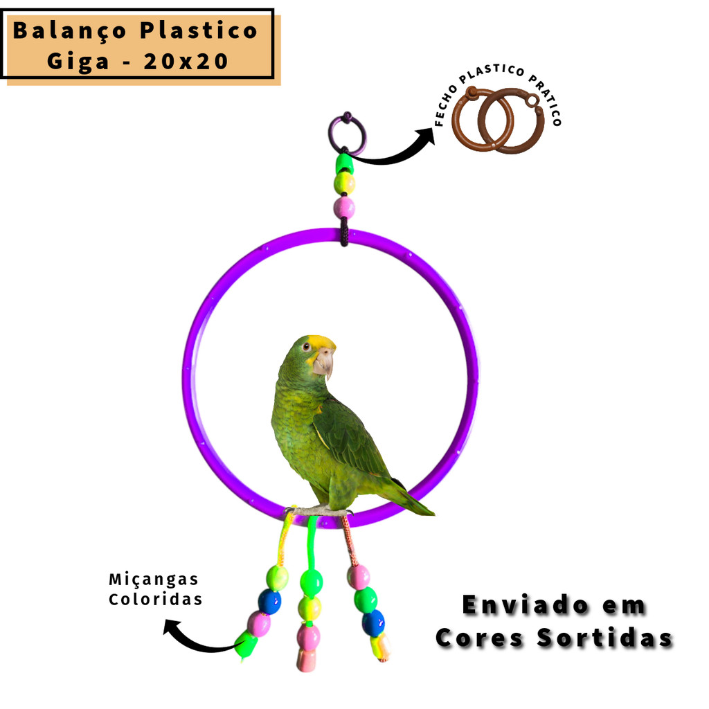 Brinquedo Balanço Argola Plastica c/ Biju - Papagaio Calopsita Passaros