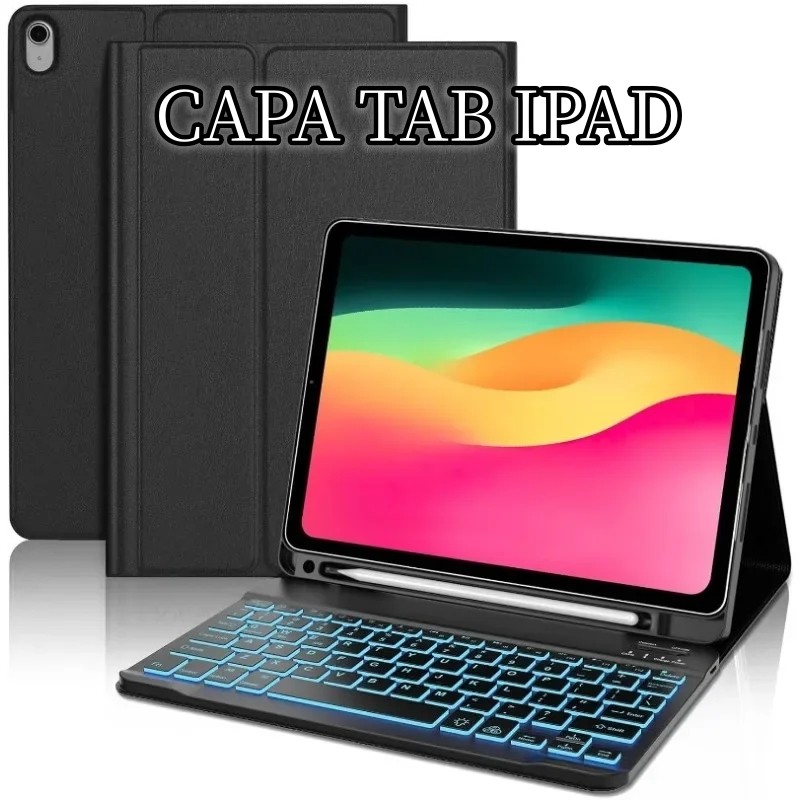Capa PU couro magnética Para ipad 7 8 9 10.2POL 10 A16 air 11 4 5 10.9pol m2 m3 não incluída teclado -AD