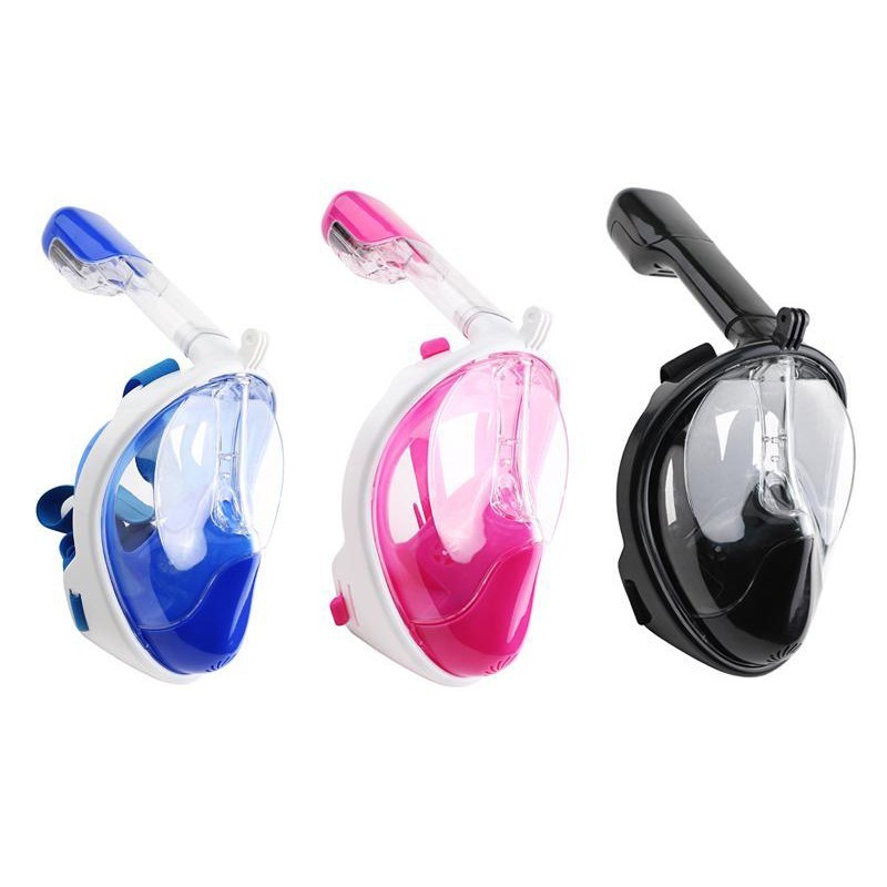 Máscara de mergulho snorkel mergulho adulto Snorkel Full Face Com Suporte Para Gopro Câmera De Ação Preto BA-0024