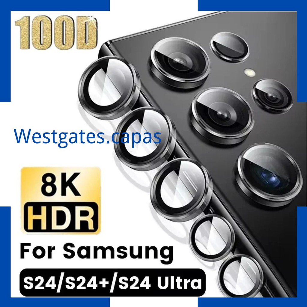 Pelicula Metal liso de vidro protetor de Lente Cãmera Para Samsung Galaxy A14 A15 A34 A55 A54 A16 S23 S24 FE S25 + ULTRA