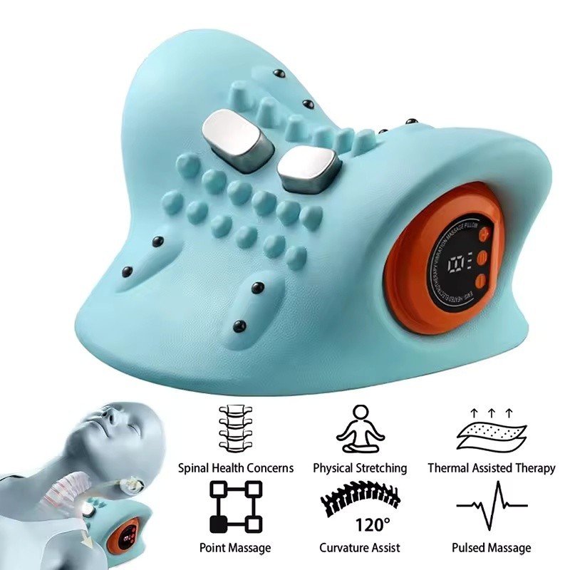 Massageador Cervical Elétrico Pescoço Tração Pulso Aquecimento Alívio Da Dor Quiropraxia Cabeça