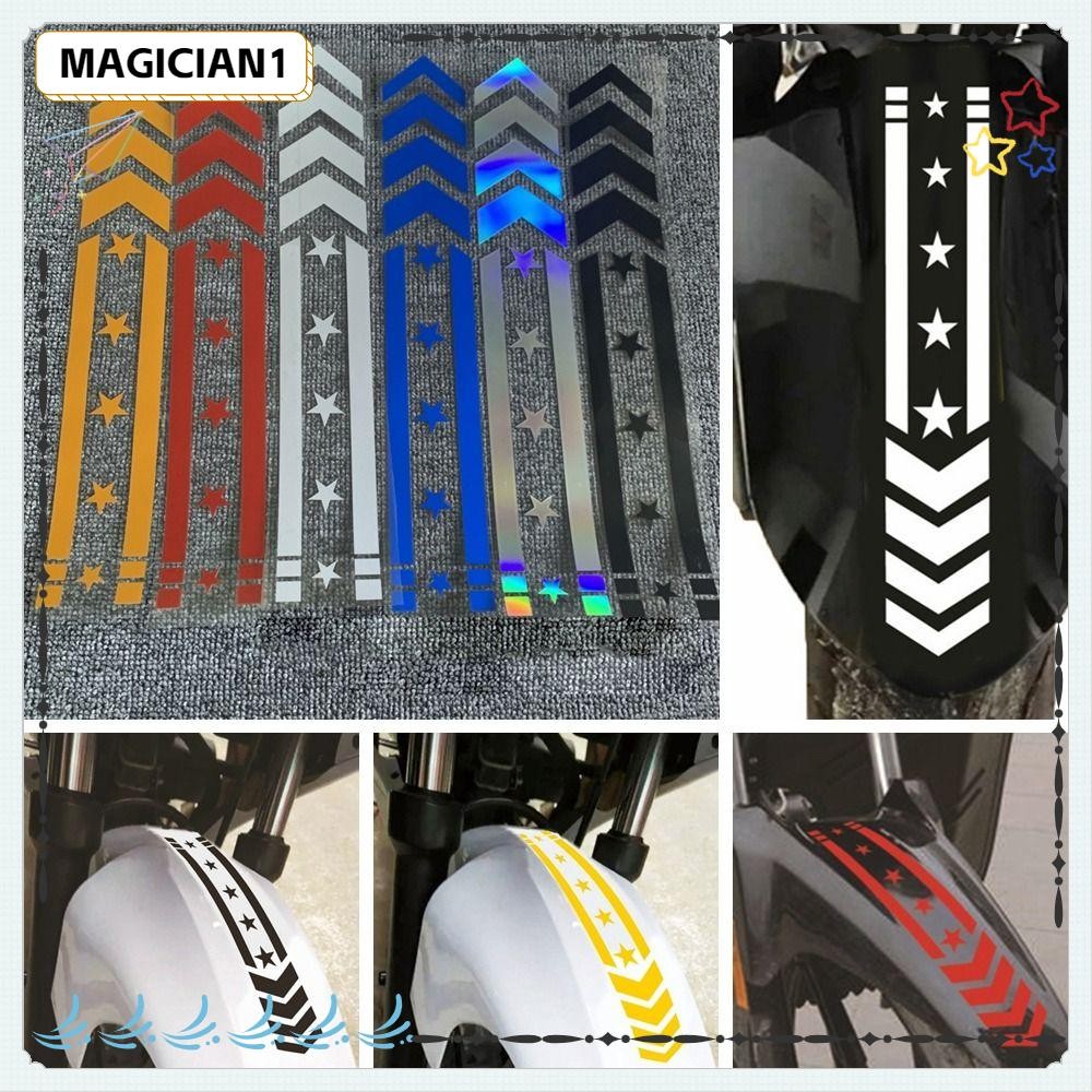 MAGICIAN Motocicleta Adesivos Reflexivos Segurança Criativa Condução Decoração Estrela Flecha Listras