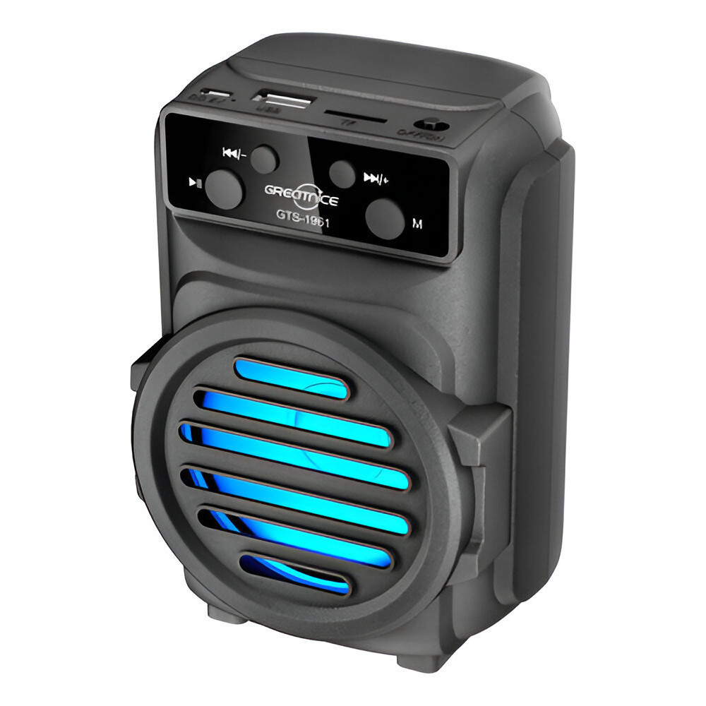 Caixinha de Som Bluetooth Grave Forte Alto falante Luz RGB colorida 5W Radio Usb Mp3 portátil GTS-1961