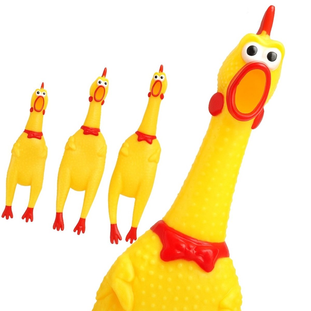 Frango Galinha Brinquedo Interativo para Cachorro Pet Mordedor Plástico com Apito Som Barulho